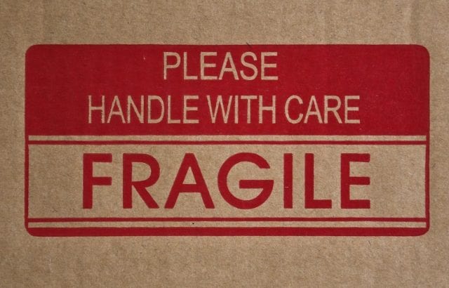 Fragile Sign on packing box